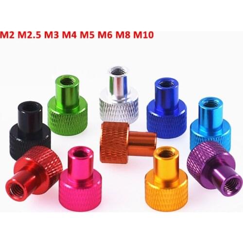 2PCS Blind Hole Nuts M2 M2.5 M3 M4 M5 M6 M8 M10 Knurled Thumb Screws Step Hand-tightened Nuts Aluminum Alloy Multiple Color