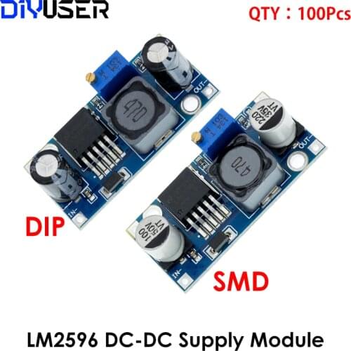 100pcs/lot LM2596S LM2596 LM2596 ADJ DC-DC Step-down module 5V/12V/24V adjustable Voltage regulator 3A