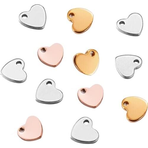 20Pcs/lot Stainless Steel Heart Charm Stamping Blank Pendant DIY Jewelry Making For necklace or Bracelet or Anklet
