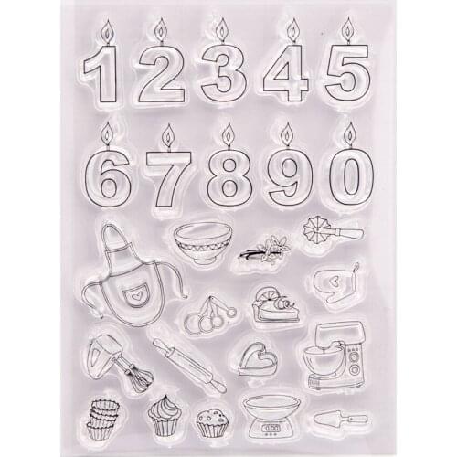 2021 New Clear Stamps with Metal Cutting DIes Big Numbers Stamp and Die Set for DIY Scrapbooking Paper Card Making