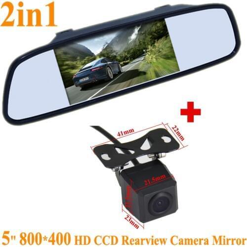 5" Color digital TFT LCD Screen Car Rearview Mirror Monitor & Backup Rear licence plate Camera Camera,Free Shipping