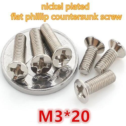 500pcs m3*20 carbon steel with nickel plated phillip cross recessed head mini micro electronic screw machine screw