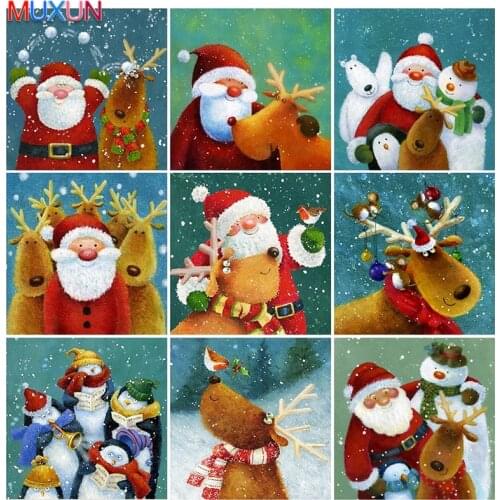 New 5D Diy Diamond Painting Cartoon Full Square Diamond Mosaic Father Christmas Picture Needlework Cross Stitch Kit Home Decor