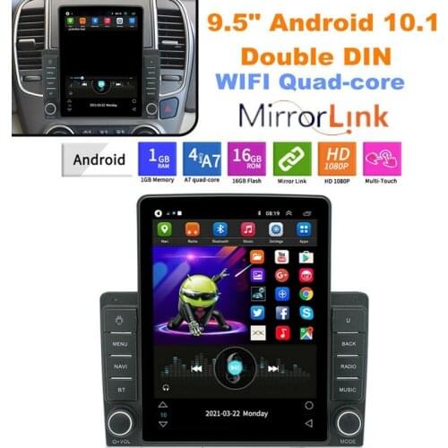 Double Din 9.5Inch Android HD MP5 Player Car Stereo FM Radio Bluetooth WIFI GPS Navigation Mirror Link Contact Screen