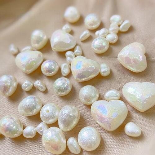 Baroque Symphony Light Wrinkled Leather Pearl Love Straight Hole Shaped Round Loose Beads diy Jewelry Material