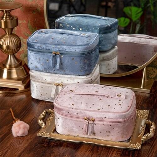 Large Capacity Star Patterns Makeup Bag Cosmetic Bag Storage Case for Toiletries Cosmetics Khaki/Blue/Pink