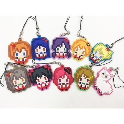 G00881 Love Live Kotori Anime keychain Nico Umi Maki Chika Riko Yoshi Kunikida Kanan Rubber strap/phone charm G00881