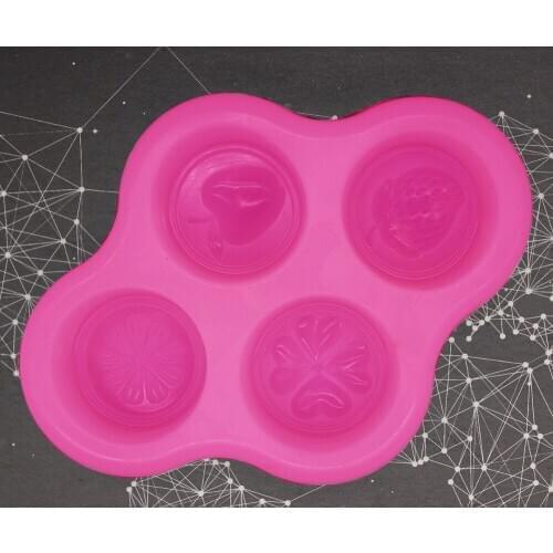 C1304 4 hole Fruit Clover Orange Apple Strawberry Silicone Baking moon cake mold Handmade Soap mould