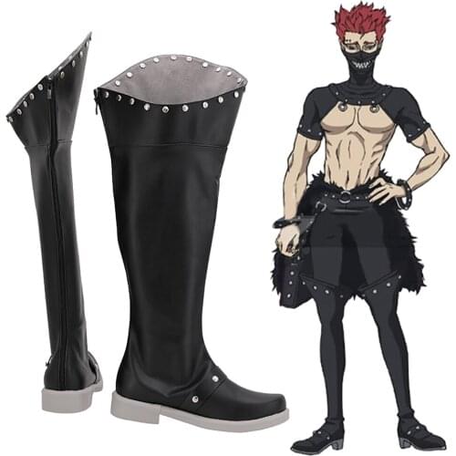Black Clover Zara Ideale Cosplay Boots Black Leather Shoes Custom Made Any Size