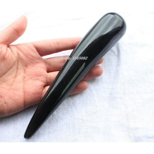 Good Quality!2 Pcs/lot Large Size 100% Buffalo Horn Dredge The Meridians Massage Sticks Foot Massage Scraping Bar Free Shipping