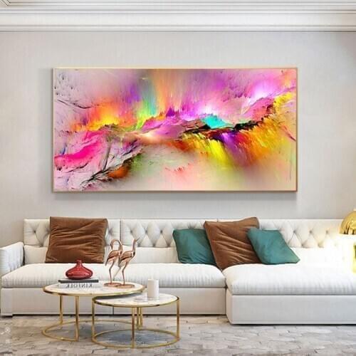 Big size Modern Abstract Colorful Landscape Canvas Painting Posters and Prints Wall Art Picture for Living RoomDropshipping