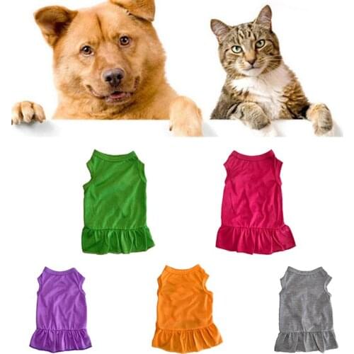 Fashion Dog Ruffle Dress Puppy Soft Vest Skirt Japanese And Korean Style Solid Dress Teddy Cat And Dog Clothes Pet Clothing