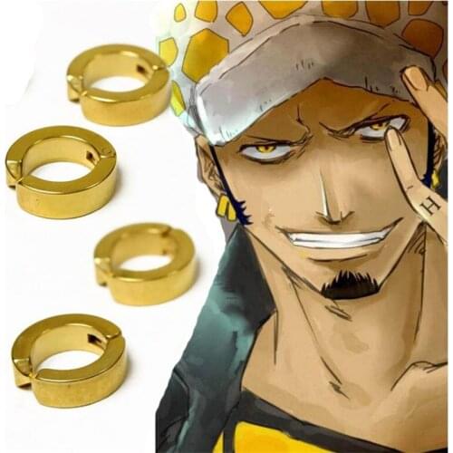 Fashion Cosplay Trafalgar Law Stainless Steel Earrings No Pierced Earrings Steel One Piece Earring Anime Fans Earrings