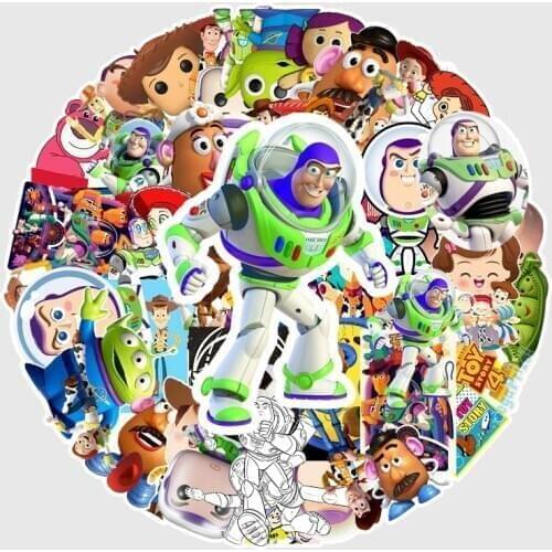 Disney 53pcs Toy story Cartoon Stickers for Car Styling Bike Motorcycle Phone Laptop Travel Luggage Cool Funny Sticker JDM Decal