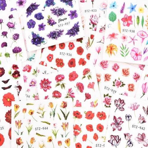 1/4Pcs Hot Sale Nails Art Design Watercolor Butterfly Sliders Water Transfer Decal Sticker Pink Rose Nail Decoration Manicure 3D