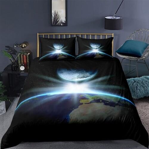 Universe Beddings 3D Black Duvet Cover Sets Modern Comforter Cases Pillow Sham Full Double Single Twin Queen Size 173*230cm