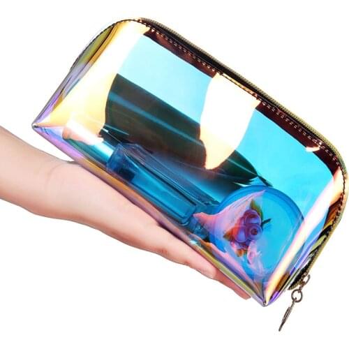 Holographic Makeup Bag Clear Organizer Large Capacity Transparent Cosmetic Toiletry Pouch New