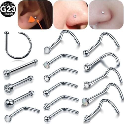 1PC Titanium Nose Ring & Studs Piercing Nariz 18G & 20G Nose Bone Ear Lip Stud Nose Piercing Fashion Body Women Girl Jewelry