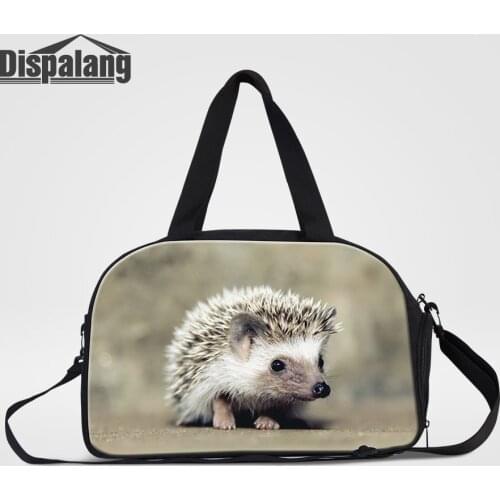 Animal Hedgehog Sublimation Duffle With Shoes Compartment Men Outdoor Clothes Travel Bag Custom Weekender Overnight Handbag