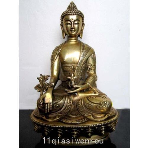 Tibet Tibetan Buddhis Bhaisajyaguru bronze On the back of the carved dragon buddha statue metal handicraft