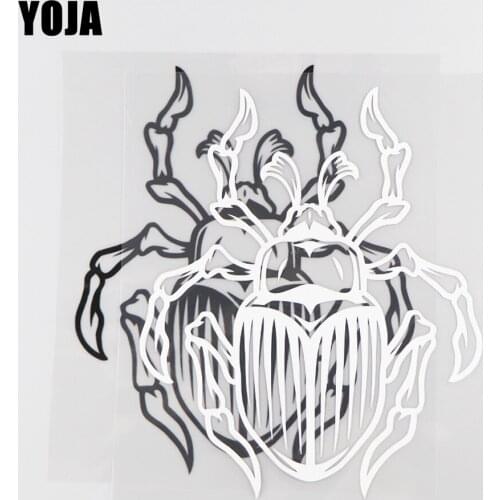 YOJA 14.7×17.8CM Strong Beetle Vinyl Pattern Cartoon Animals Decal Car Stickers Black/Silve0r 19C-0130