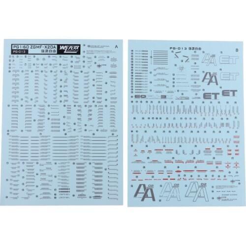 1Pc 17 x 12cm Water Slide Paper Decal Sticker for For Bandai PG 1/60 Gundam Model DIY Accessory