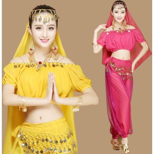 1Pcs New Girl Belly Dance Outfits Indian Dance Women Costumes Belly Dancing Clothing Adult Female Sequins Tassels Headwear Pants