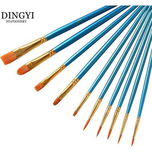 10Pcs Paint Brushes Set for Art Drawing Oil Acrylic Watercolor Painting DIY Kid Student Artistic Brush Art Supplies Stationery