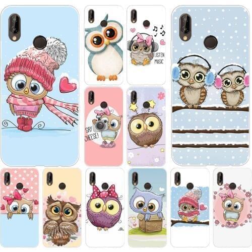 172H Cute Owl Hearts Lover Christmas Soft Silicone Tpu Cover Case for huawei p 20 lite pro y6 2017 mate 10 lite
