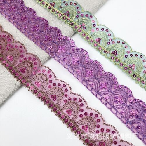 4Yards Sequined Flower Lace Trim Curtain Trims Curtain accessories Lace Trim Yarn Trim Decoration Small side 4.2cm