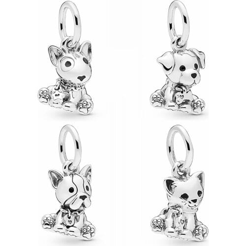 Ajax Trinkets 925 Sterling Silver Cute Cat Dog Pendants Charms Animal Set For Necklace Women Jewelry Making 2021 Wholesale Lots