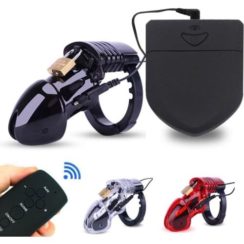 Wireless Remote Control Electro Shock Cock Cage CB6000 Chastity Device Men Lock With Adjustable Ring Cock Chastity Belt Vibrator