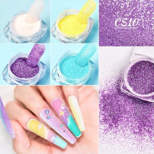 MEET ACROSS Shiny Nail Glitter Sequins White Sparkly Flakes Sandy Powder Dust For Manicure Nails Art Decoration