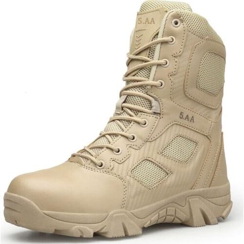 New Desert combat boots Men outdoor high top waterproof leather Hiking shoes camping climbing hunting sneakers Training boots