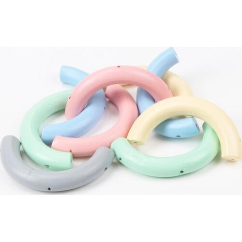 80x40mm 1pcs Natural Curved long tub Wooden unfinished geometric Spacer Beads For Jewelry making Handmake DIY Mix color KL149