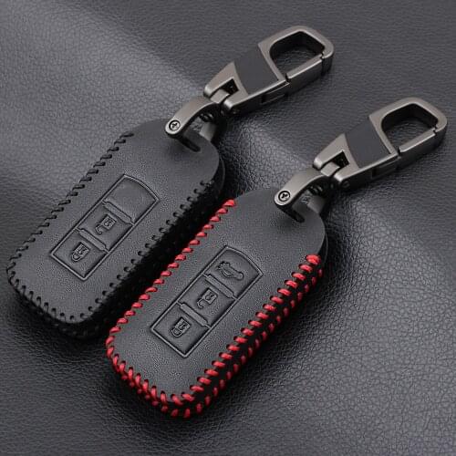 2/3 Buttons Remote Key Case For Mitsubishi L200 ASX Outlander Eclipse Cross Pajero Sport Lancer Leather key Fob Shell Cover