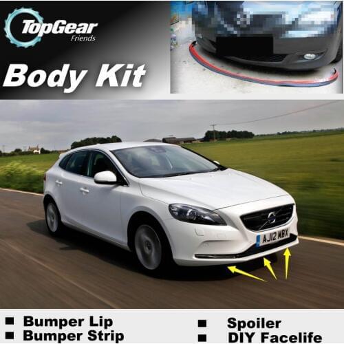 Bumper Lip Deflector Lips For Volvo V40 P1 Front Spoiler Skirt For TopGear Fans to Car Tuning / Body Kit / Strip