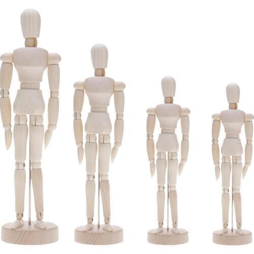 Handmade Wooden Movable Limbs Human Figure Model Artist Sketch Draw Home Decoration Craft Miniature Figurines