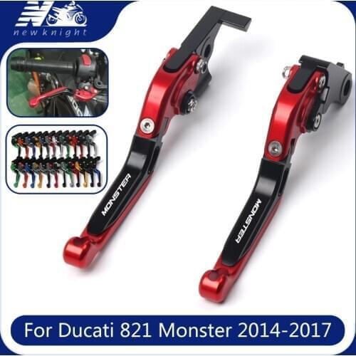 For Ducati Monster 821 2014-2017 HYPERMOTARD 821/STRADA With Logo Motorcycle Accessories Folding Extendable Brake Clutch Lever
