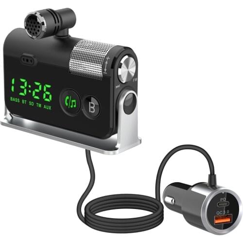 Bluetooth Version 5.0 FM Transmitter Car Player Kit Card Car Charger BT FM Radio Adapter Hands Free Call Bass Sound