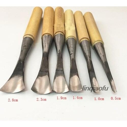 Woodworking carving tool Grinding a deep round knife with a handle