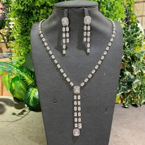JaneKelly Luxury Big 2pcs Jewelry Set With Cubic Zirconia for Women Bridal Party Wedding Accessories Saudi Arabic Dubai
