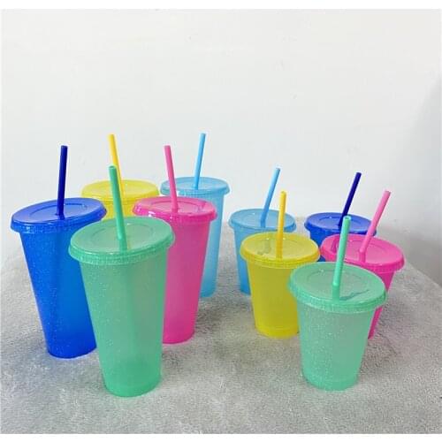Creative Straw Cup Sequined Glitter Cup Colorful Coffee Juice Boba Milk Tea Mug Cute Net Red Outdoor Portable Cup