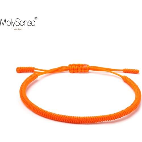 Molysense Orange Tibetan Buddhist Love Lucky Charm Tibetan Bracelets & Bangles For Women Men Handmade Knots Rope Budda Bracelet