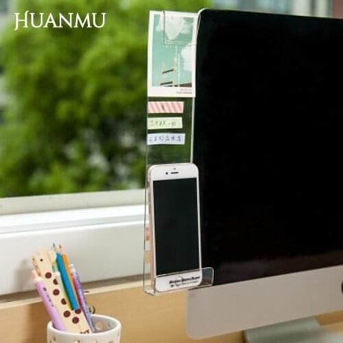 Stickable Computer Monitor Bracket Sticky Note Stickers Acrylic Clip with Charging Hole Mobile Phone Holder Memo Board