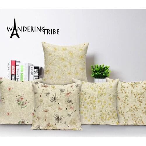 Sunflower Throw Pillow Cases Farmhouse Decorative Pillows Cases Linen Cushions Cover Plant Dandelion Home Sofa Cushion Covers