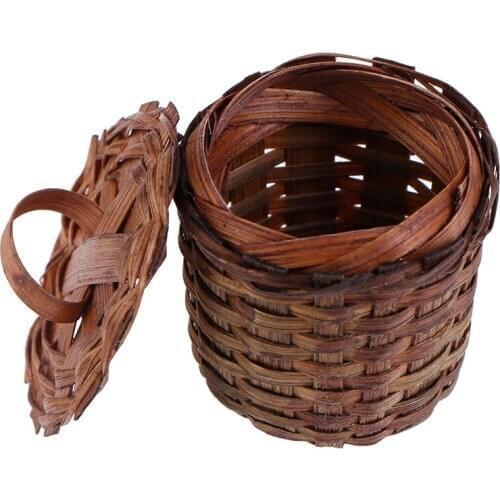 New Arrival 1:12 Dollhouse Miniature Weaving Bamboo Basket Vegetable Basket Model Toys
