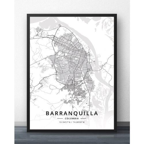 Barranquilla Bogota Medellin Colombia Map Poster