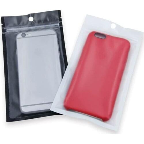 200pcs/lot Matte White / Black Front Clear Zip Lock Plastic Zipper Bag For Electronic Accessories Data Line Packing Storage Bag