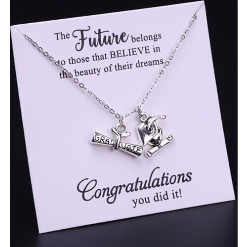 Graduation Gift Senior Graduate Compass Chain Necklaces Women School Leavers Necklace Jewelry Drop Shipping